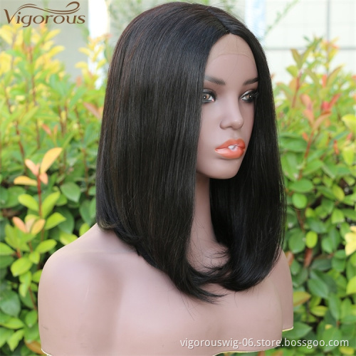 Vigorous 14 inches Human Hair Lace Front Wigs for Black Women Brazilian Hair Straight Bob Wigs 100% Real Hair Wigs